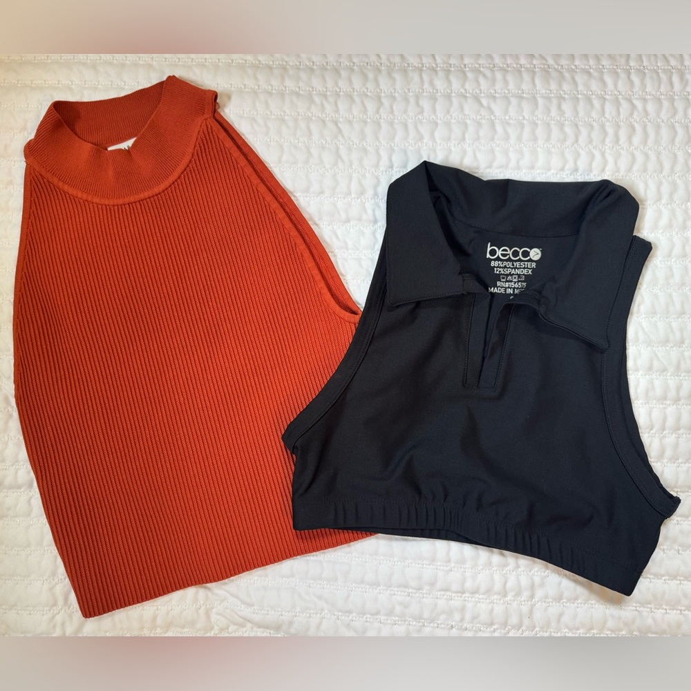 Babaton (M) & Becc ((S) Ribbed Tank Bundle Black Neutral + Rust Set